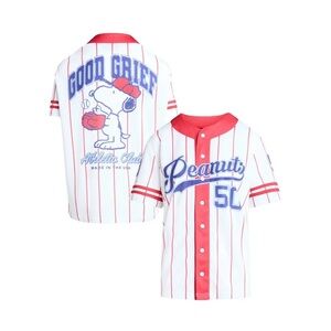 Peanuts Baseball Jersey Good Grief Women’s XS - Red White and Blue